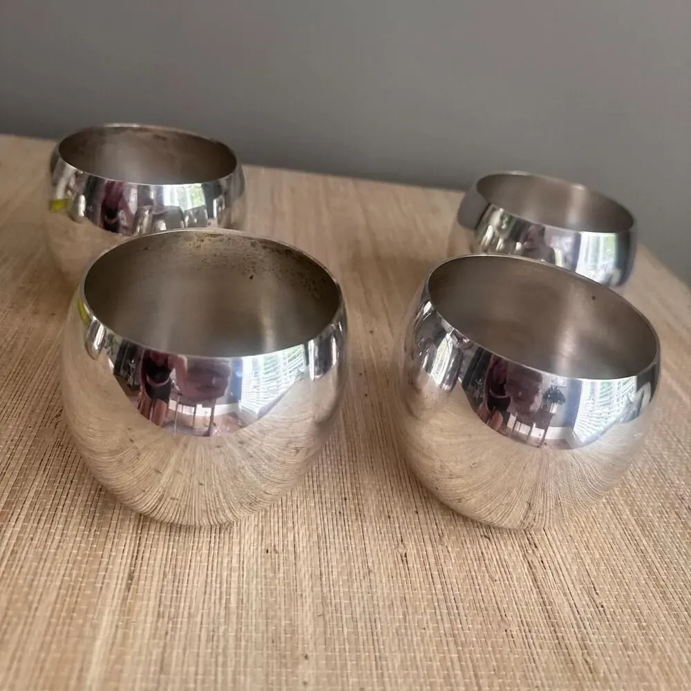 Vintage Set MCM Poole Silver Plated Cordial Cups or Wine Goblets (4)